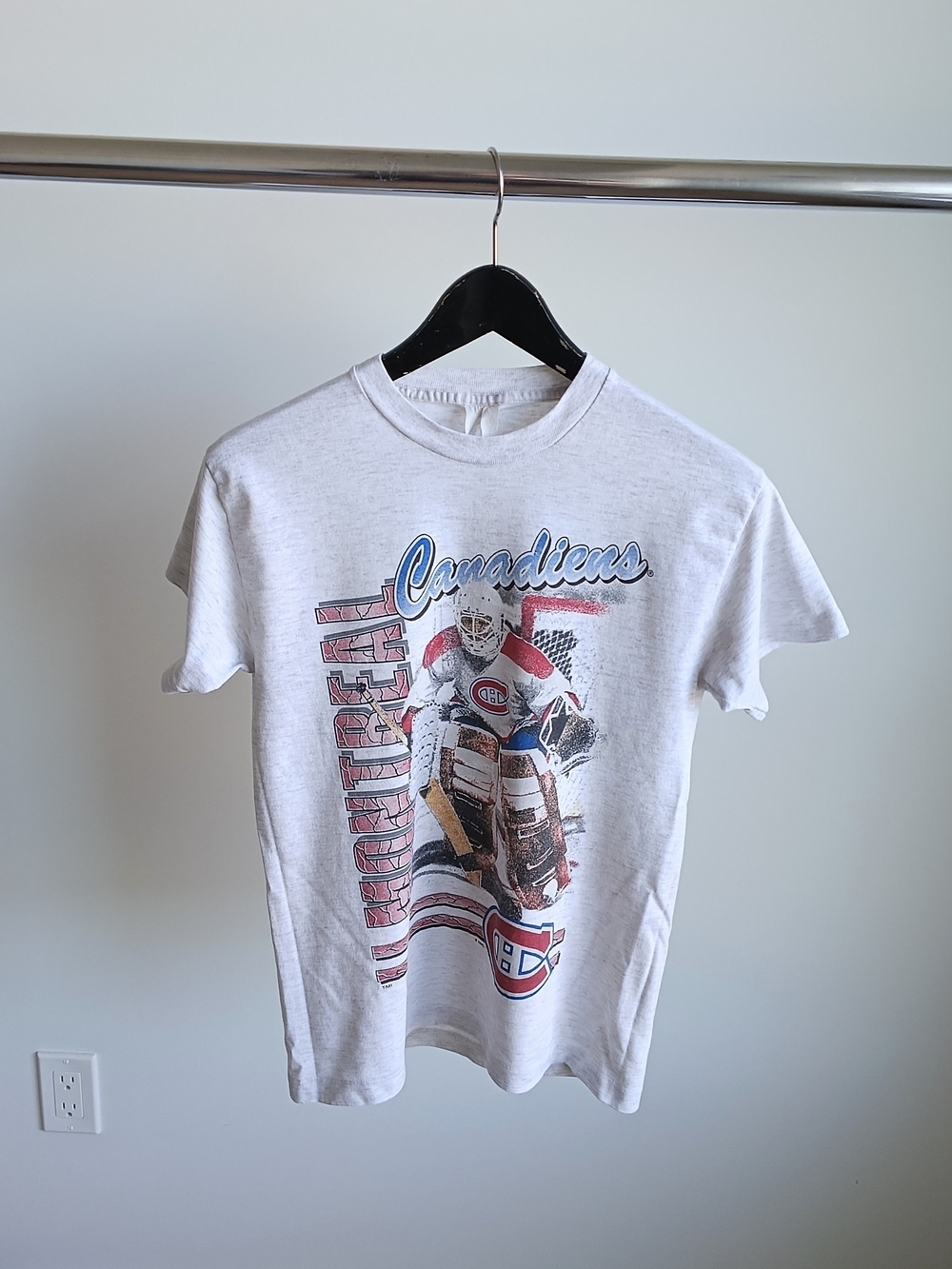 Vintage Montreal Canadiens Youth Large T-Shirt Gray Bulletin Junior 1990s Habs G - Picture 2 of 9